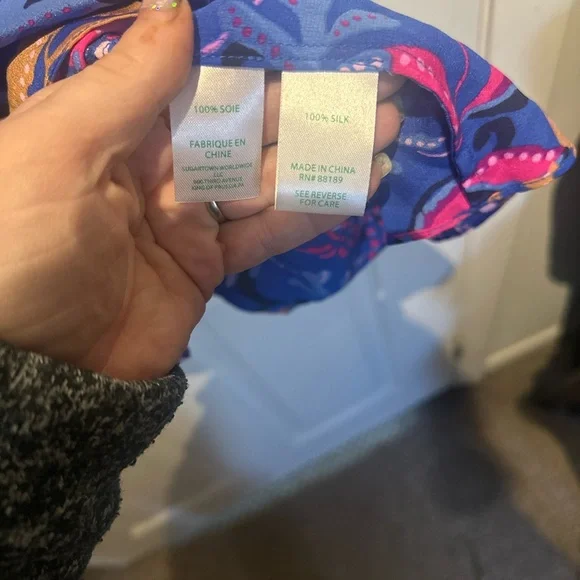 Lilly Pulitzer $198 Sarita Silk Top,  Absolute Purrfection, Size 0 NWT BOHO - Picture 5 of 10